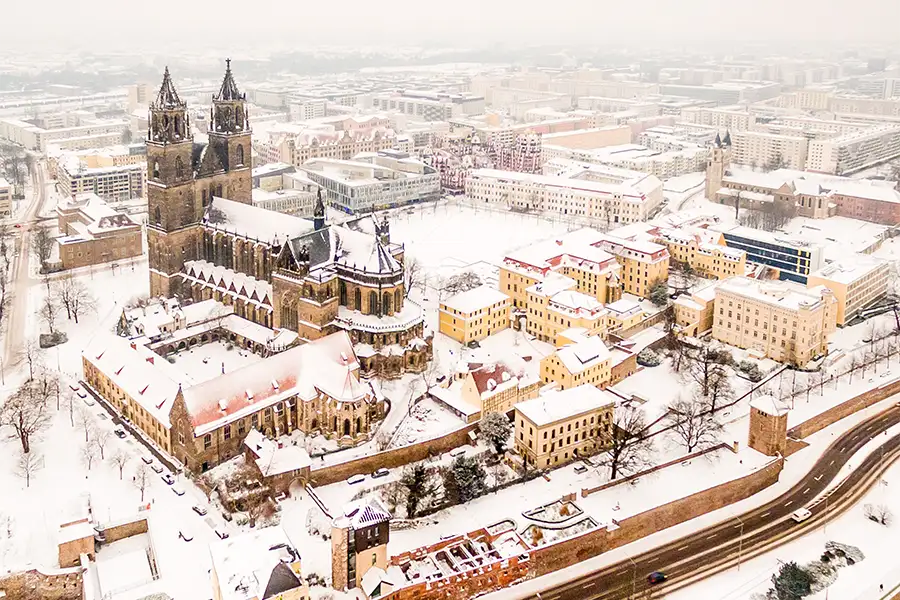 Magdeburger Dom von oben im Schnee | Foto: Andreas Lander