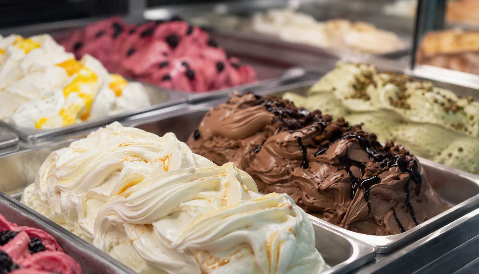 Nahaufnahme Eis in Eistheke