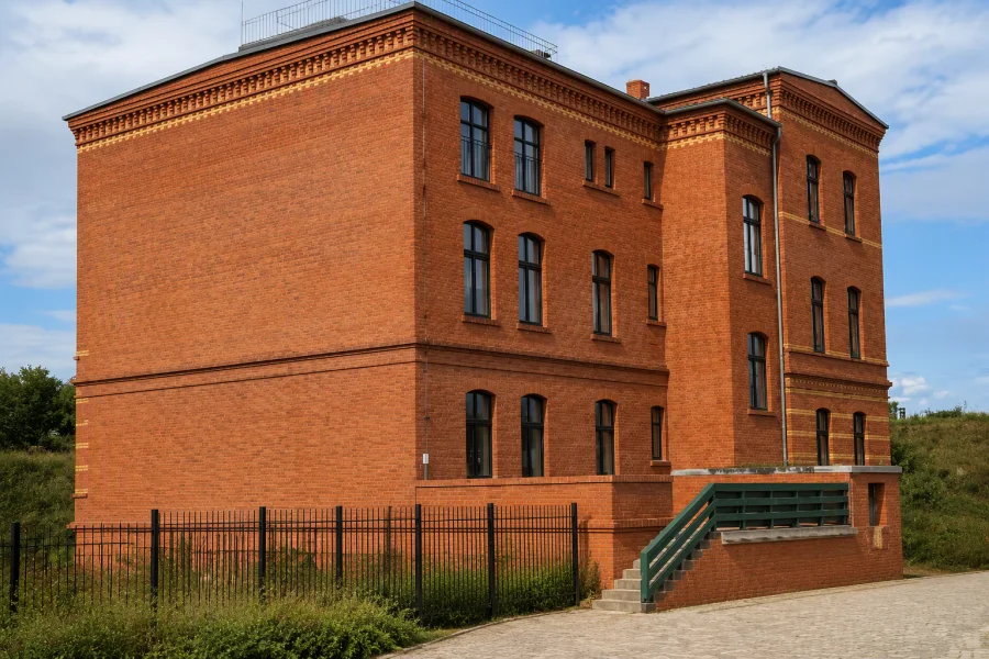 Blick auf ein rotes Backsteingeb&auml;ude, welches fr&uuml;her das Offiziershaus der Zitadelle war.